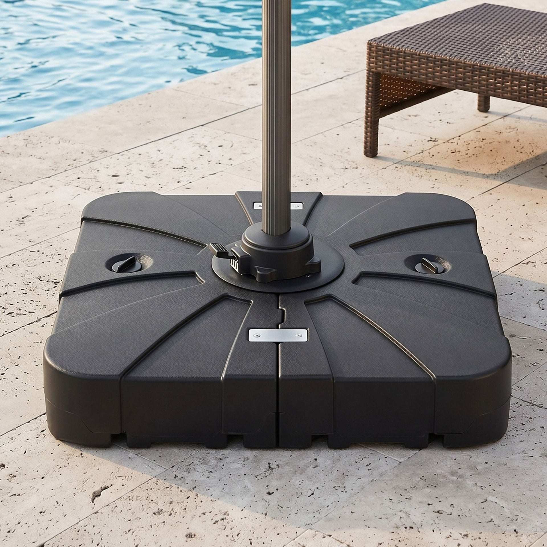 Instahut Outdoor Umbrella Base 2 Fillable 60kg Cantilever Umbrella Base with Wheels 84cm Awezingly