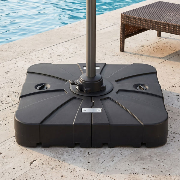 Instahut Outdoor Umbrella Base 2 Fillable 60kg Cantilever Umbrella Base with Wheels 84cm Awezingly
