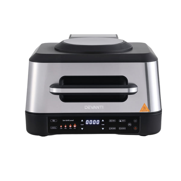 Devanti 5-in-1 Electric BBQ Grill Air Fryer, 2200W 8L Smart Thermometer Awezingly