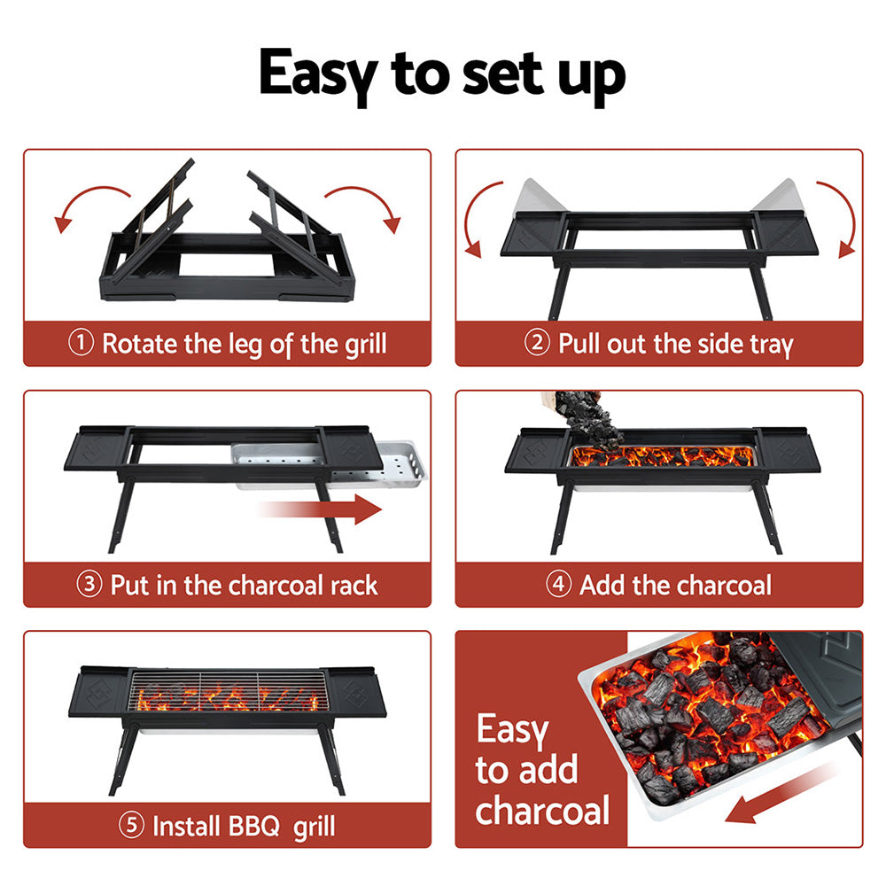 Grillz Charcoal BBQ Grill Smoker Portable Barbecue Outdoor Foldable Camping Awezingly