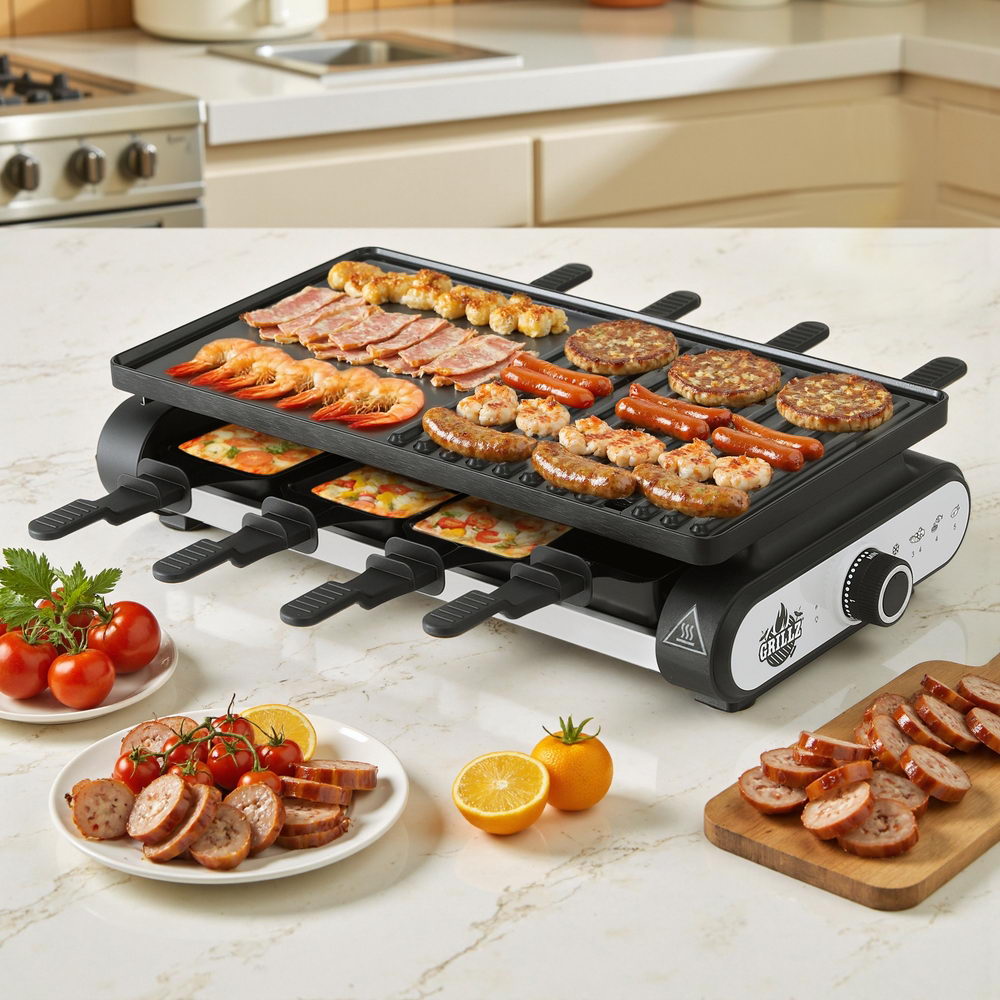 Grillz 1400W Electric BBQ Grill w/ 7 Cooking Pans Awezingly