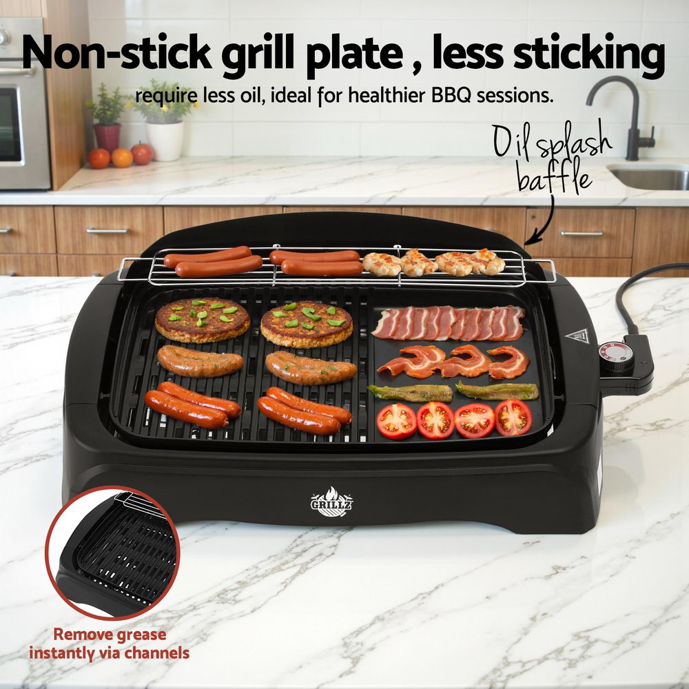 Grillz 1950W Electric BBQ Grill Non-stick Plate for Indoor Outdoor Awezingly