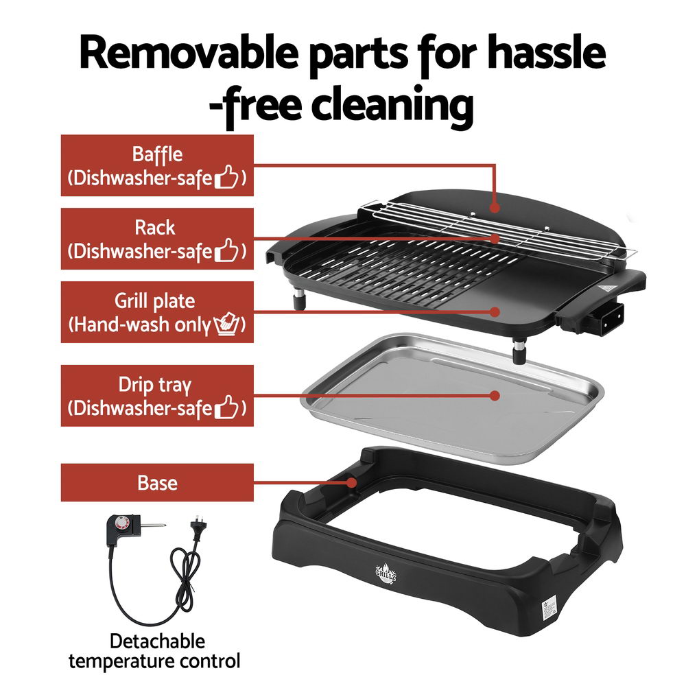 Grillz 1950W Electric BBQ Grill Non-stick Plate for Indoor Outdoor Awezingly