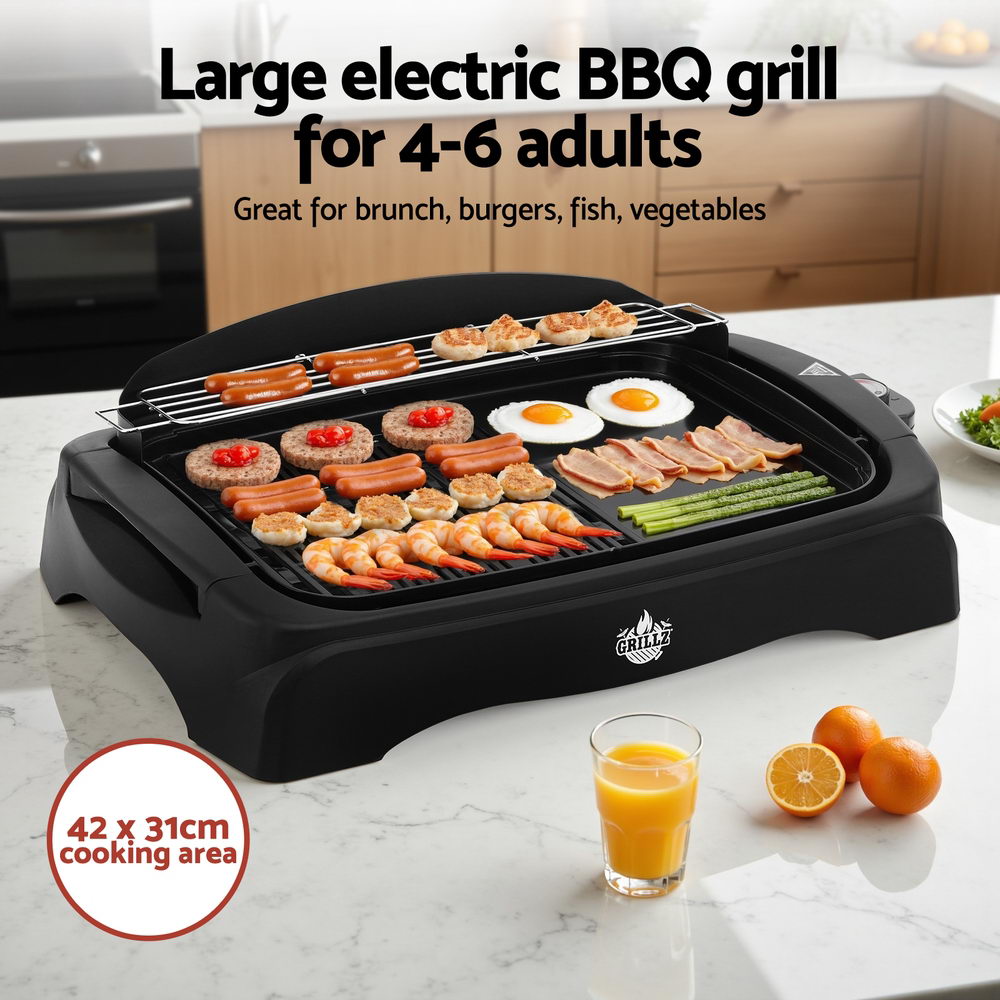 Grillz 1950W Electric BBQ Grill Non-stick Plate for Indoor Outdoor Awezingly