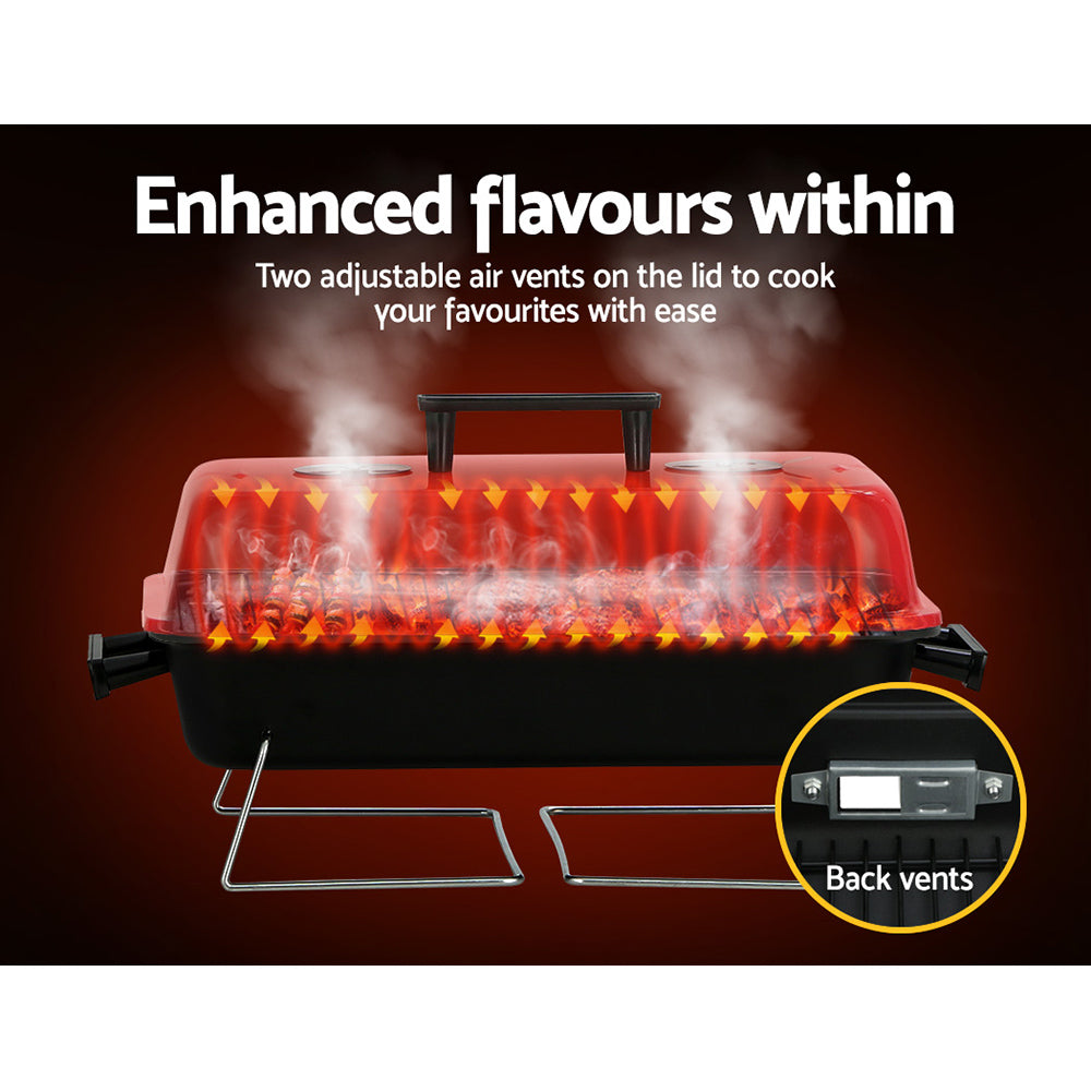 Grillz Charcoal BBQ Portable Grill Camping Barbecue Outdoor Cooking Smoker Awezingly
