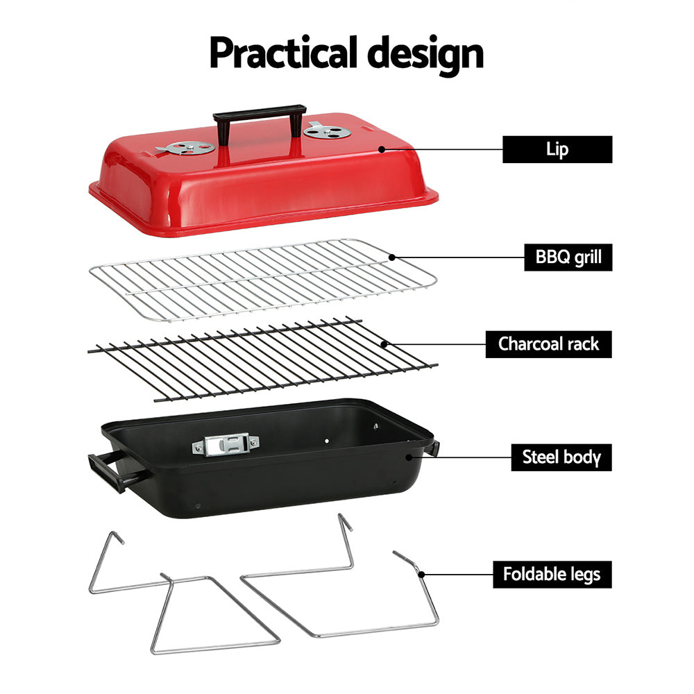 Grillz Charcoal BBQ Portable Grill Camping Barbecue Outdoor Cooking Smoker Awezingly