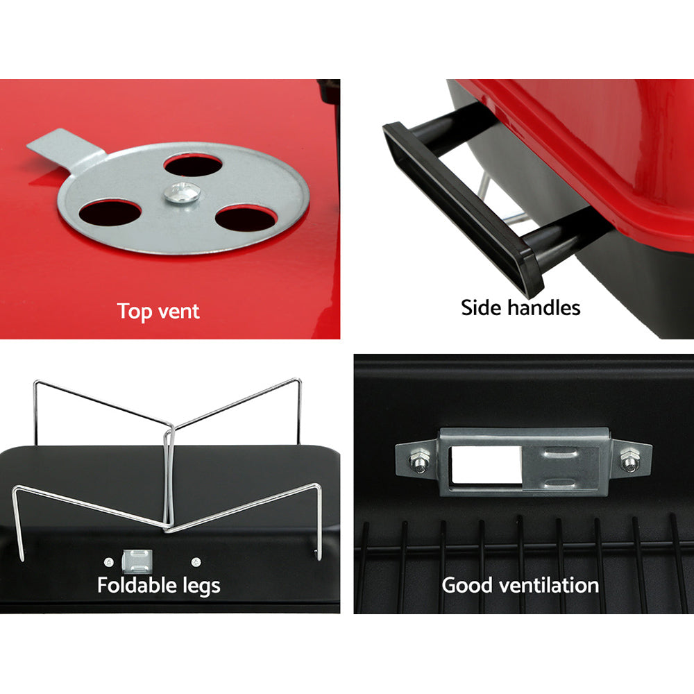 Grillz Charcoal BBQ Portable Grill Camping Barbecue Outdoor Cooking Smoker Awezingly
