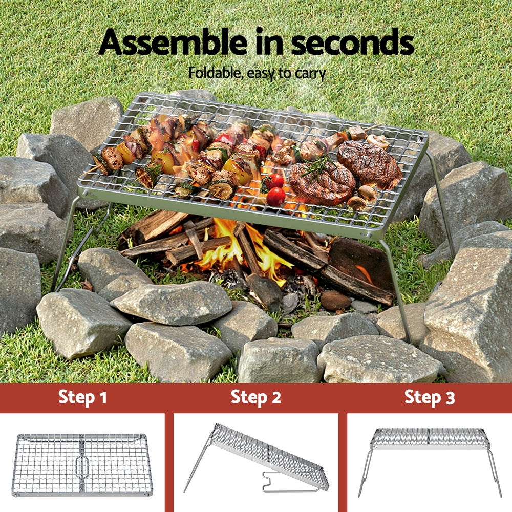 Grillz Portable BBQ Grill Charcoal Smoker Foldable Camping Outdoor Awezingly