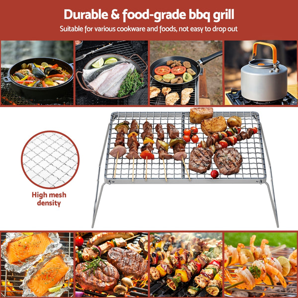 Grillz Portable BBQ Grill Charcoal Smoker Foldable Camping Outdoor Awezingly