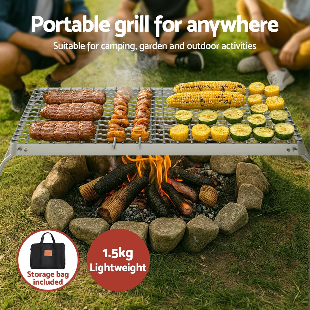 Grillz Portable BBQ Grill Charcoal Smoker Foldable Camping Outdoor Awezingly