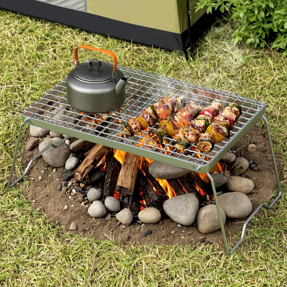 Grillz Portable BBQ Grill Charcoal Smoker Foldable Camping Outdoor Awezingly