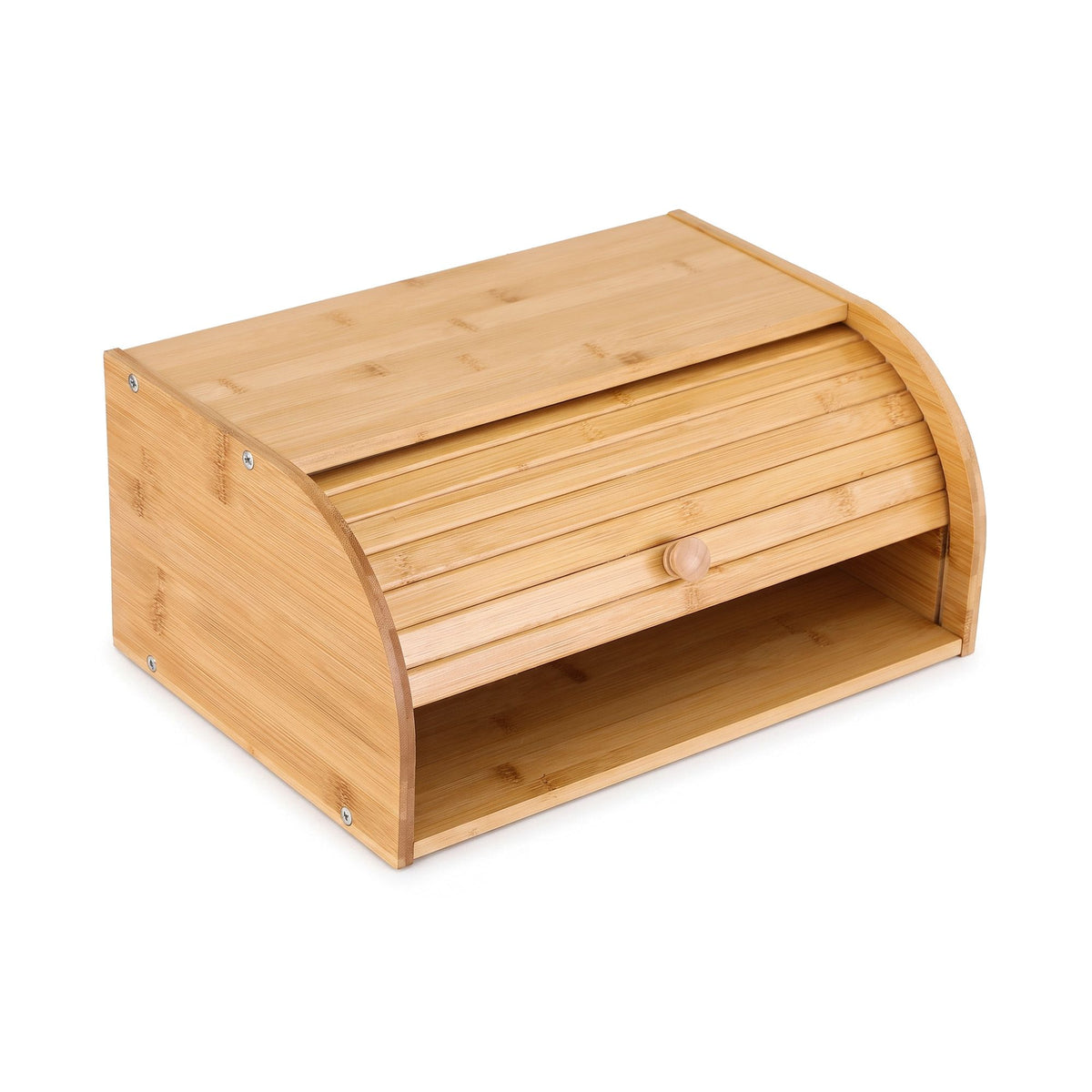 Artiss Bamboo Bread Box Bin Roll Top Kitchen Countertop Storage 45cm Natural Awezingly