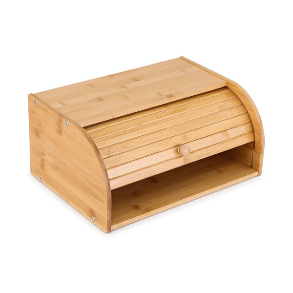 Artiss Bamboo Bread Box Bin Roll Top Kitchen Countertop Storage 45cm Natural Awezingly