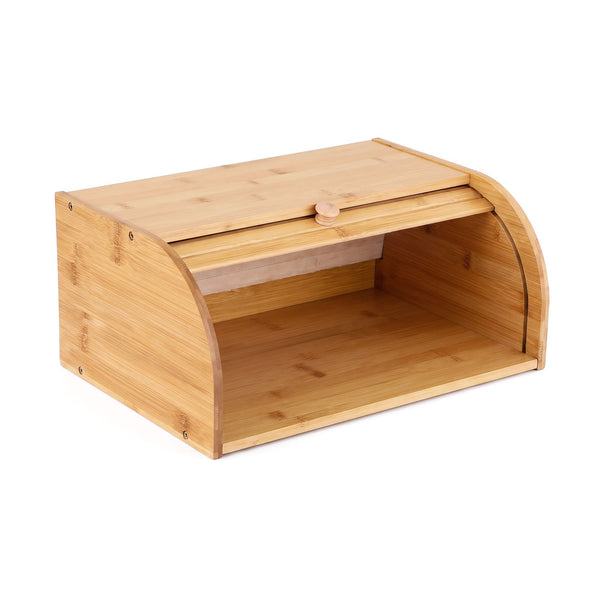 Artiss Bamboo Bread Box Bin Roll Top Kitchen Countertop Storage 45cm Natural Awezingly