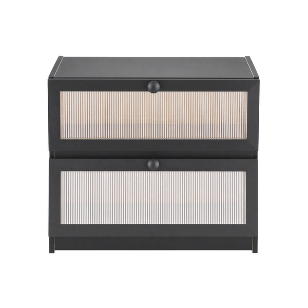 Artiss Bamboo Bread Box 2-Tier Kitchen Countertop Storage 40cm Black Awezingly