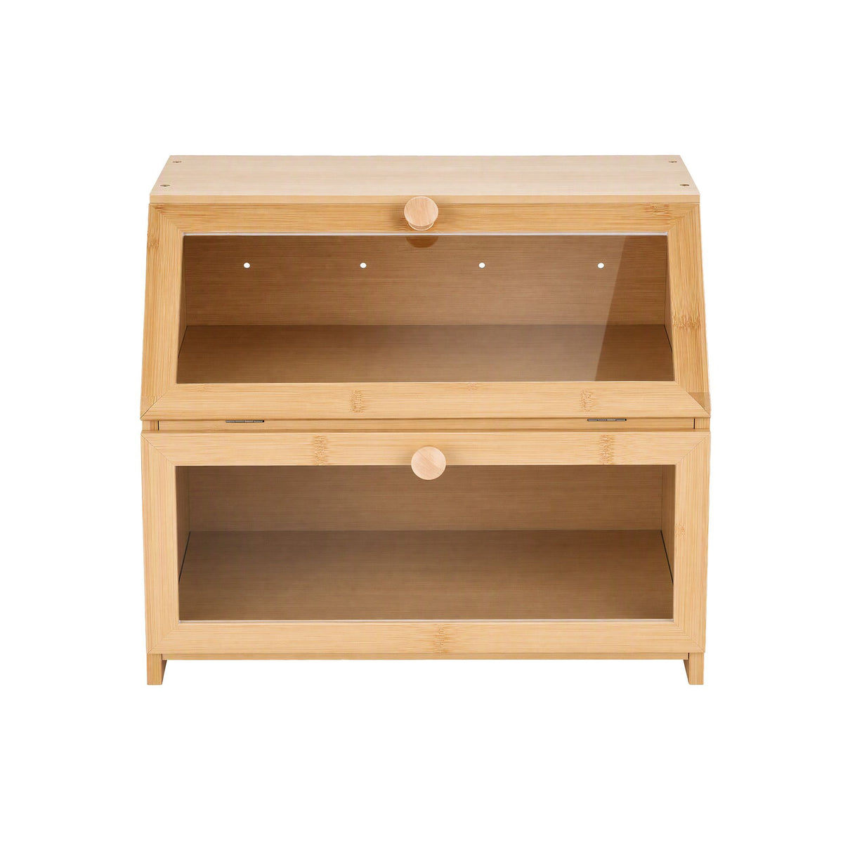 Artiss Bamboo Bread Box 2-Tier Kitchen Countertop Storage 39cm Natural Awezingly
