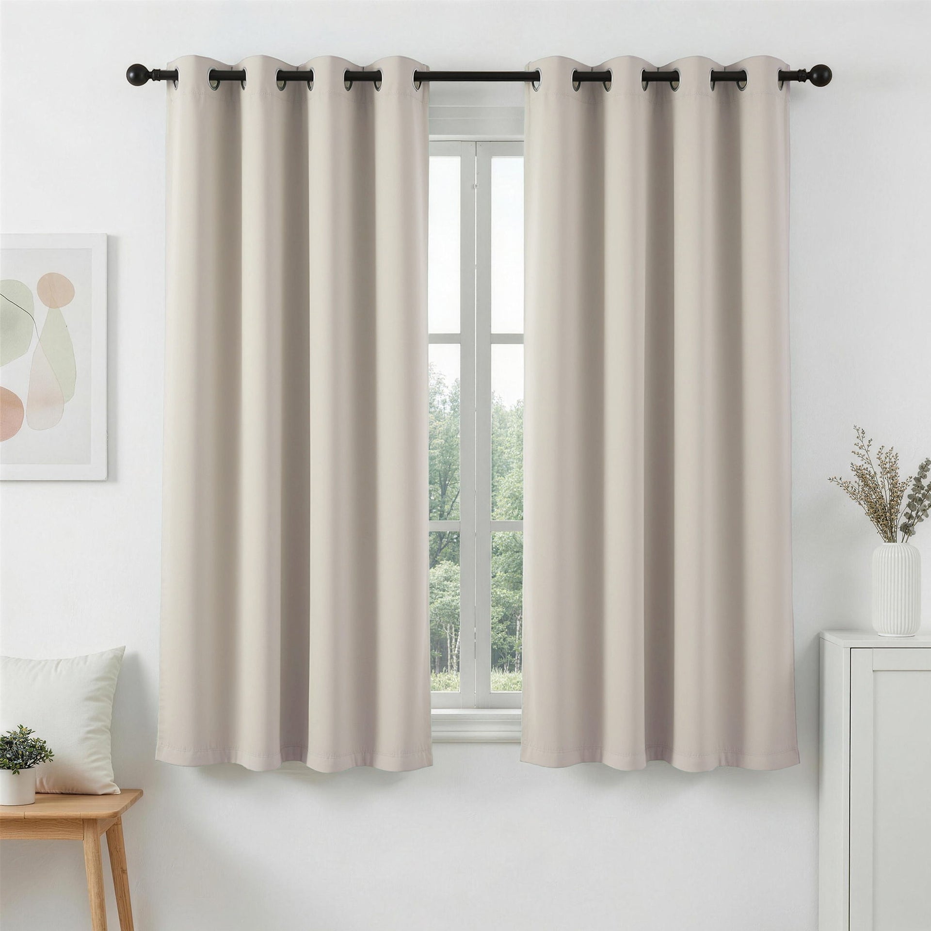 Artiss Blockout Curtains 2X 132x160cm Thermal Insulated Eyelet Drapes Beige Awezingly