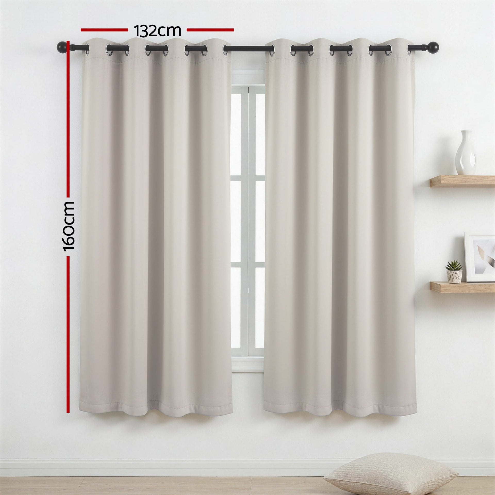 Artiss Blockout Curtains 2X 132x160cm Thermal Insulated Eyelet Drapes Beige Awezingly
