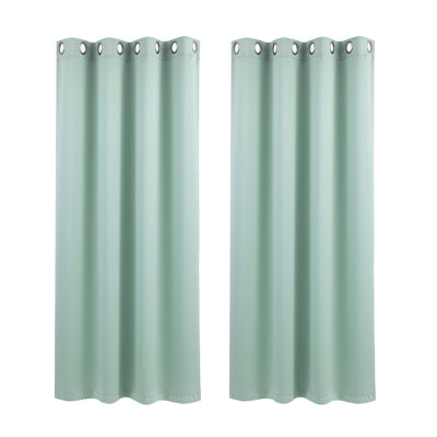Artiss Blockout Curtains 2X 132x160cm Thermal Insulated Eyelet Drapes Green