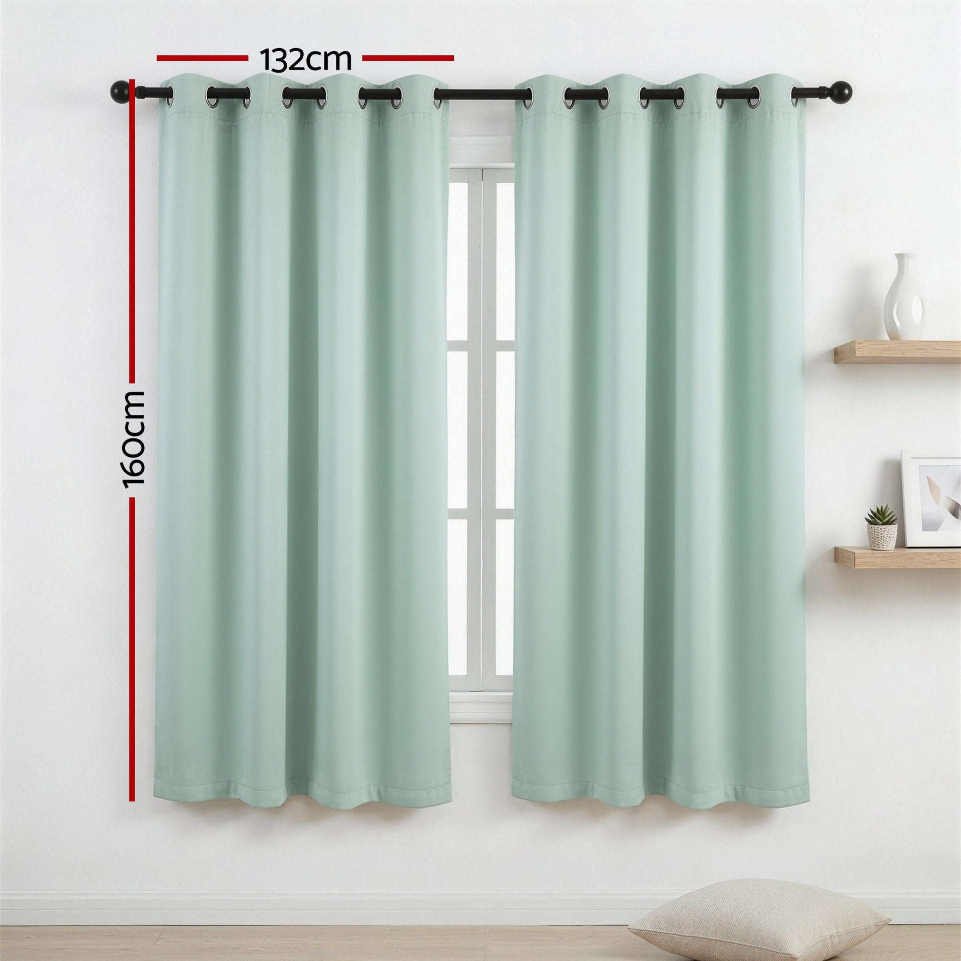 Artiss Blockout Curtains 2X 132x160cm Thermal Insulated Eyelet Drapes Green Awezingly