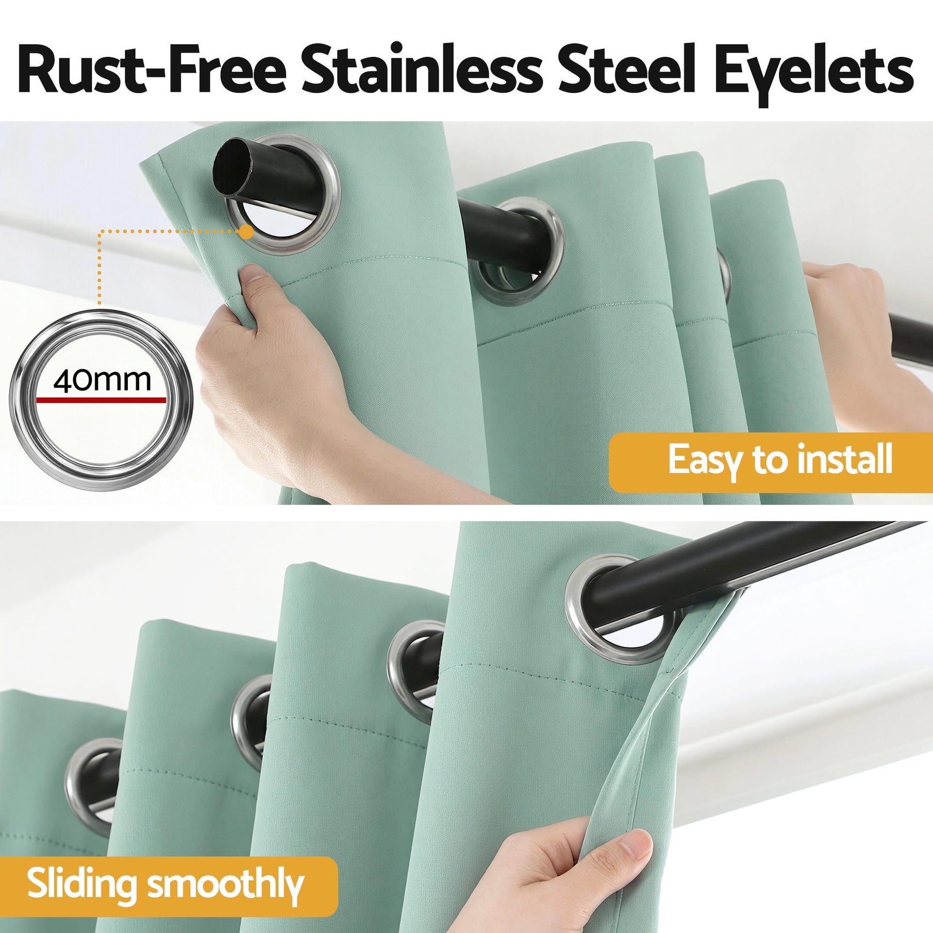 Artiss Blockout Curtains 2X 132x160cm Thermal Insulated Eyelet Drapes Green Awezingly