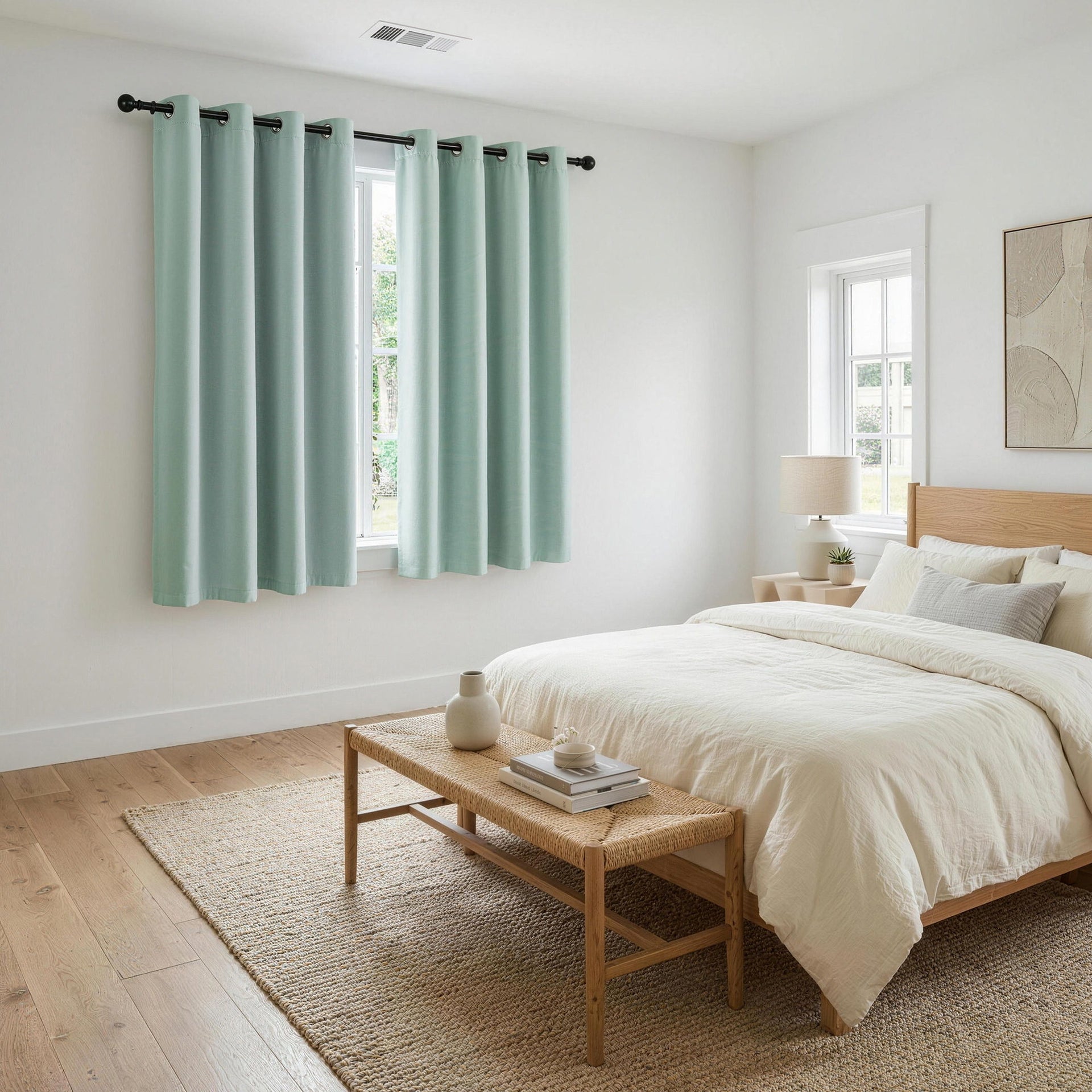 Artiss Blockout Curtains 2X 132x160cm Thermal Insulated Eyelet Drapes Green Awezingly