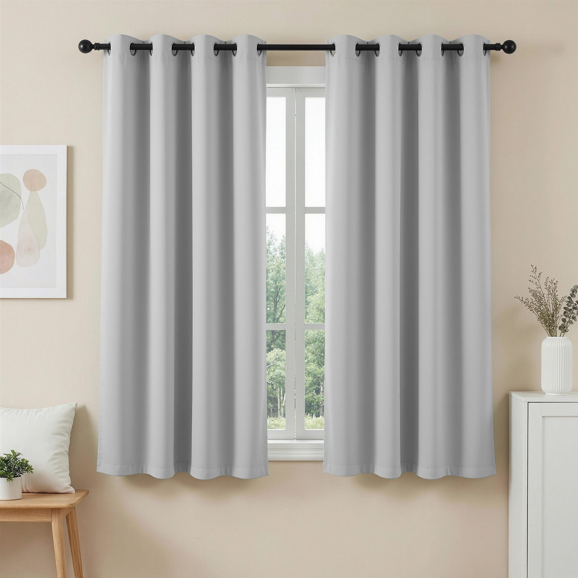 Artiss Blockout Curtains 2X 132x160cm Thermal Insulated Eyelet Drapes Grey Awezingly