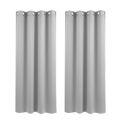 Artiss Blockout Curtains 2X 132x160cm Thermal Insulated Eyelet Drapes Grey
