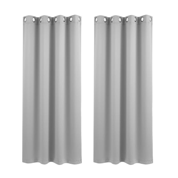 Artiss Blockout Curtains 2X 132x160cm Thermal Insulated Eyelet Drapes Grey Awezingly