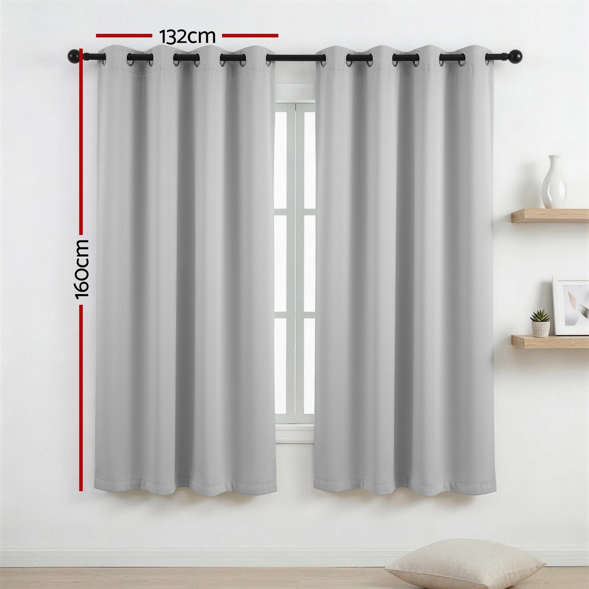 Artiss Blockout Curtains 2X 132x160cm Thermal Insulated Eyelet Drapes Grey Awezingly