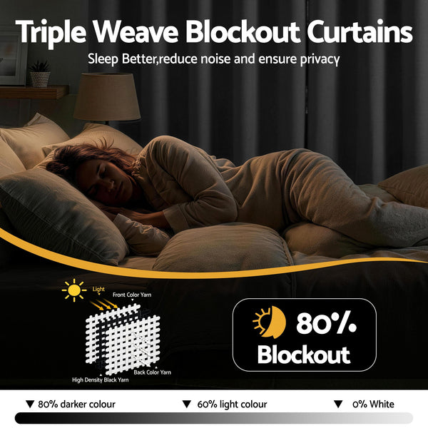 Artiss Blockout Curtains 2X 132x160cm Thermal Insulated Eyelet Drapes Grey Awezingly