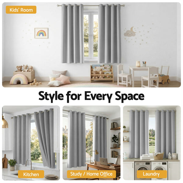 Artiss Blockout Curtains 2X 132x160cm Thermal Insulated Eyelet Drapes Grey Awezingly