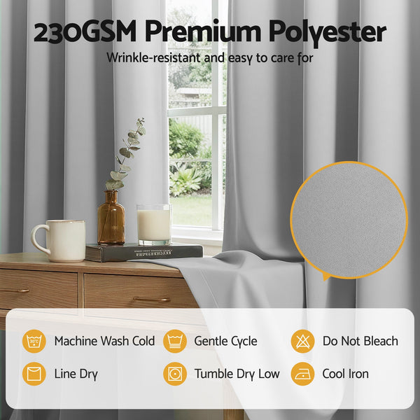 Artiss Blockout Curtains 2X 132x160cm Thermal Insulated Eyelet Drapes Grey Awezingly