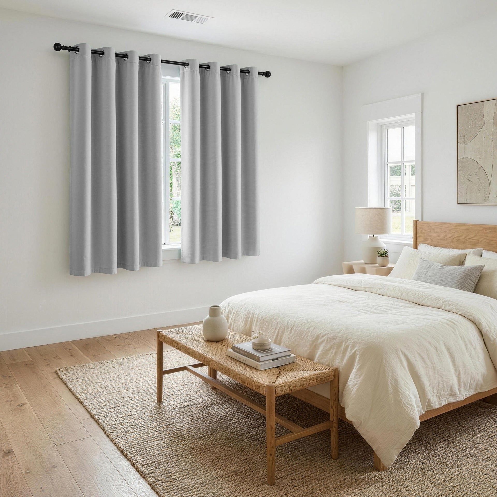 Artiss Blockout Curtains 2X 132x160cm Thermal Insulated Eyelet Drapes Grey Awezingly