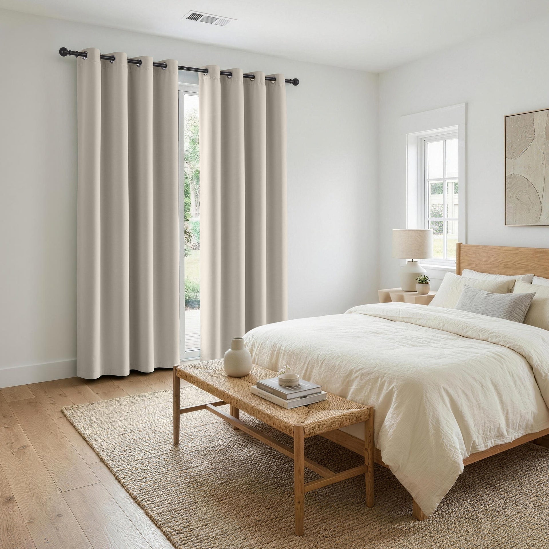 Artiss Blockout Curtains 2X 132x213cm Thermal Insulated Eyelet Drapes Beige Awezingly