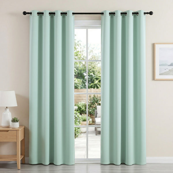Artiss Blockout Curtains 2X 132x213cm Thermal Insulated Eyelet Drapes Green Awezingly