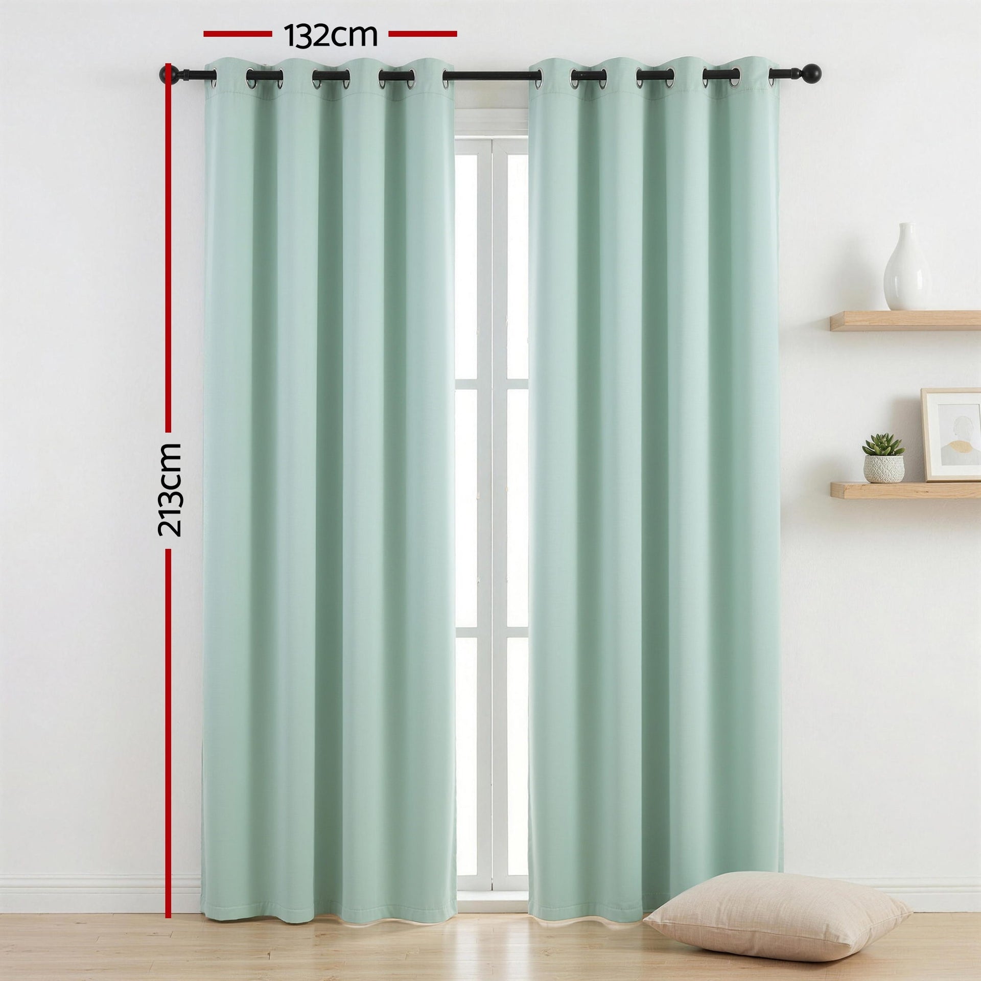 Artiss Blockout Curtains 2X 132x213cm Thermal Insulated Eyelet Drapes Green Awezingly