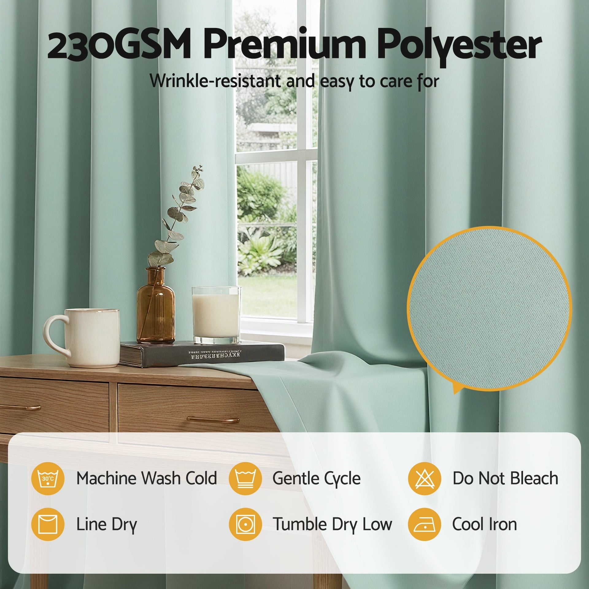 Artiss Blockout Curtains 2X 132x213cm Thermal Insulated Eyelet Drapes Green Awezingly