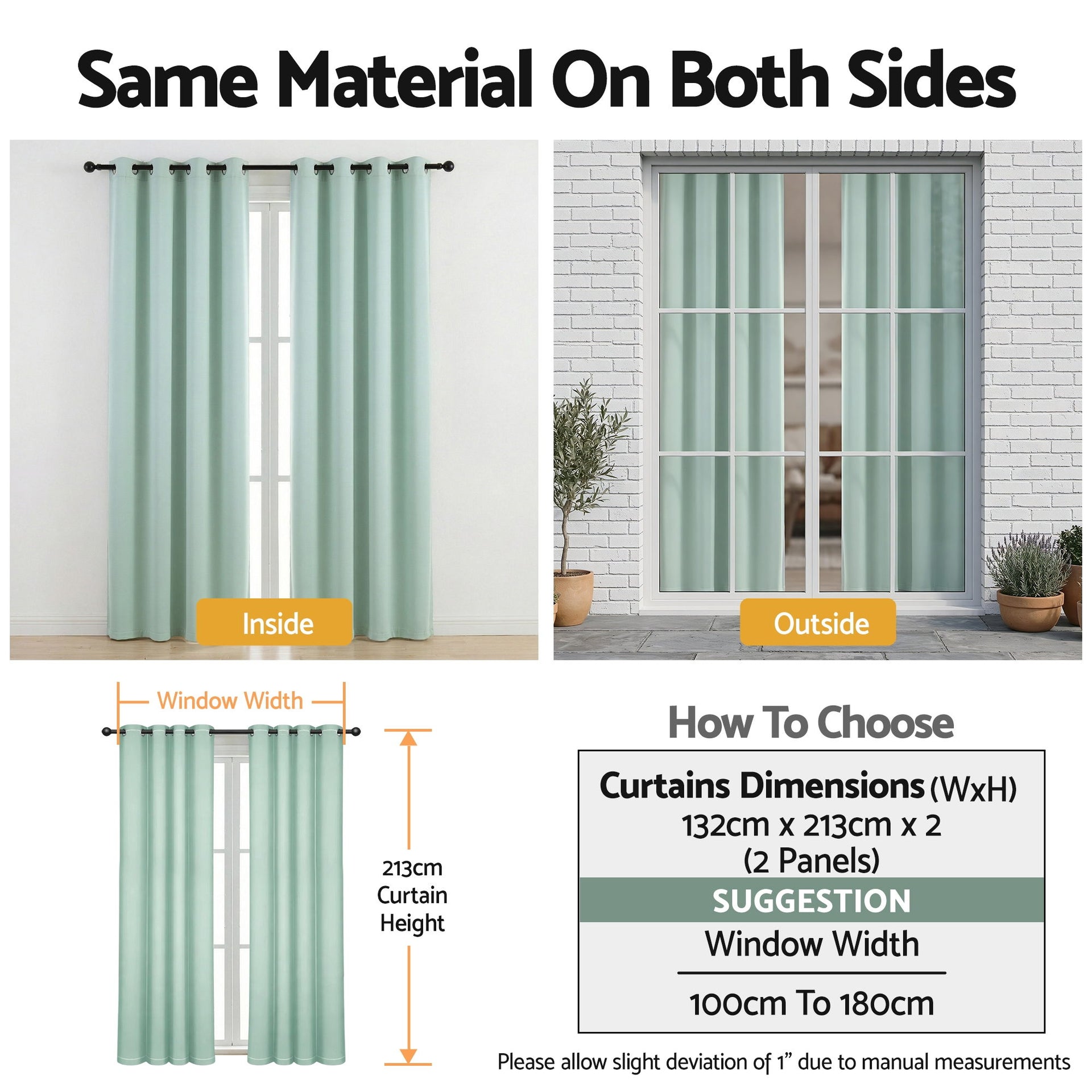 Artiss Blockout Curtains 2X 132x213cm Thermal Insulated Eyelet Drapes Green Awezingly