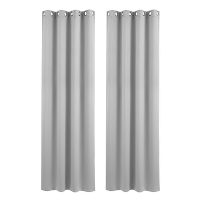 Artiss Blockout Curtains 2X 132x213cm Thermal Insulated Eyelet Drapes Grey
