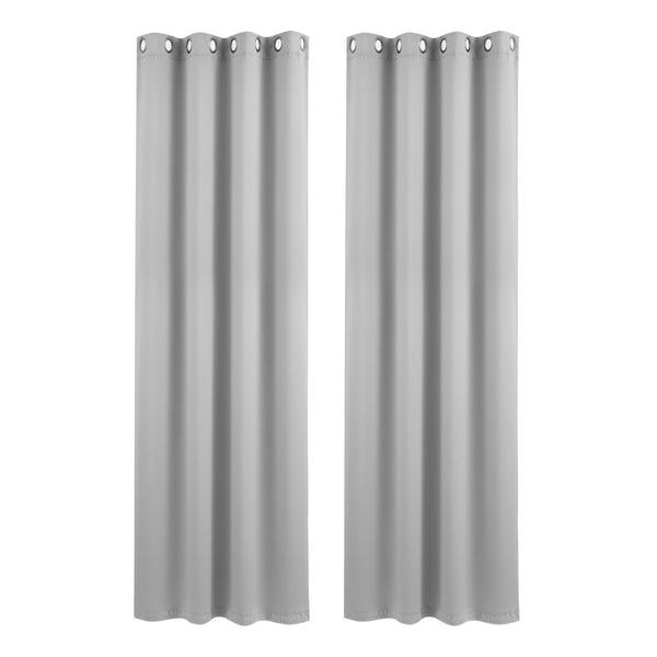 Artiss Blockout Curtains 2X 132x213cm Thermal Insulated Eyelet Drapes Grey Awezingly