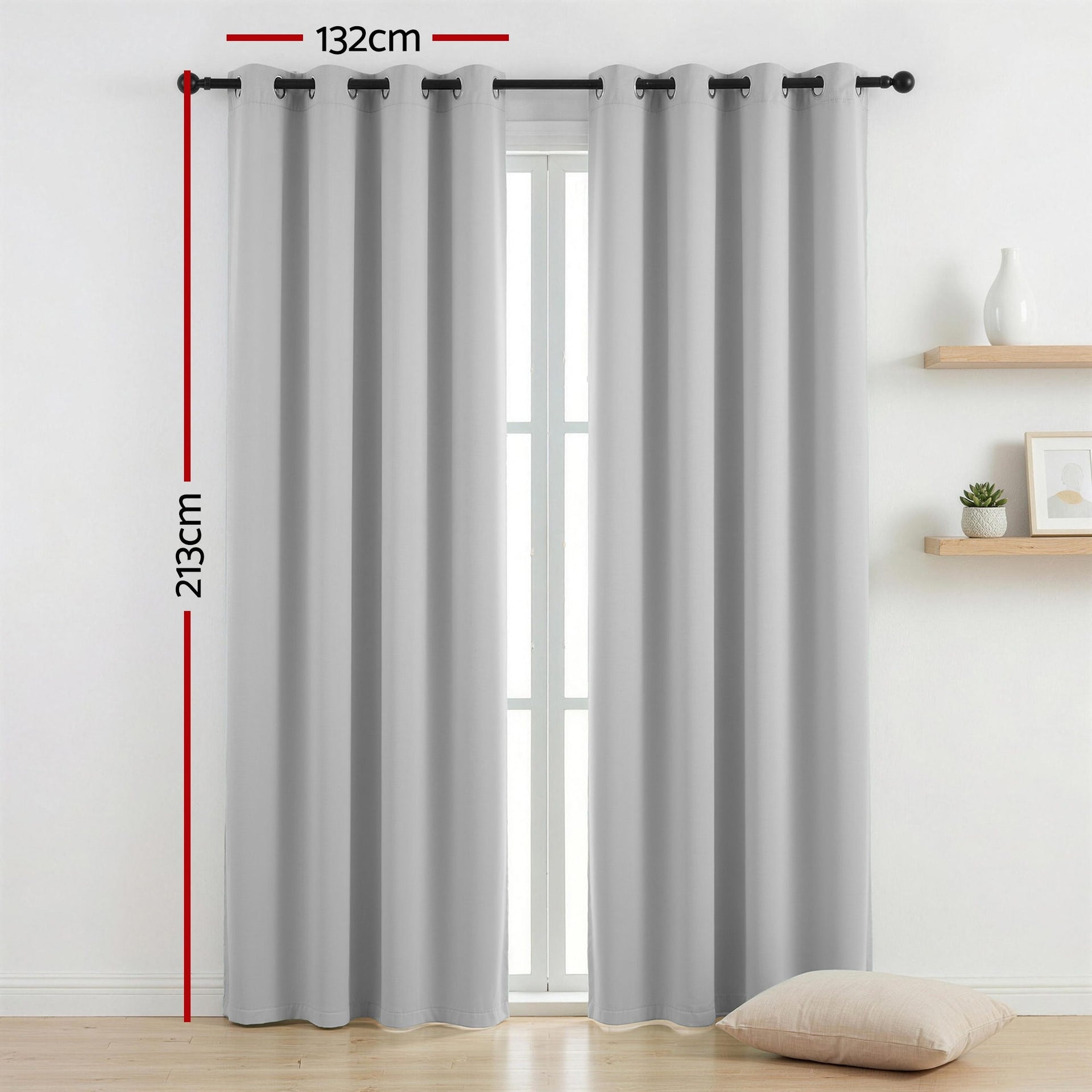 Artiss Blockout Curtains 2X 132x213cm Thermal Insulated Eyelet Drapes Grey Awezingly
