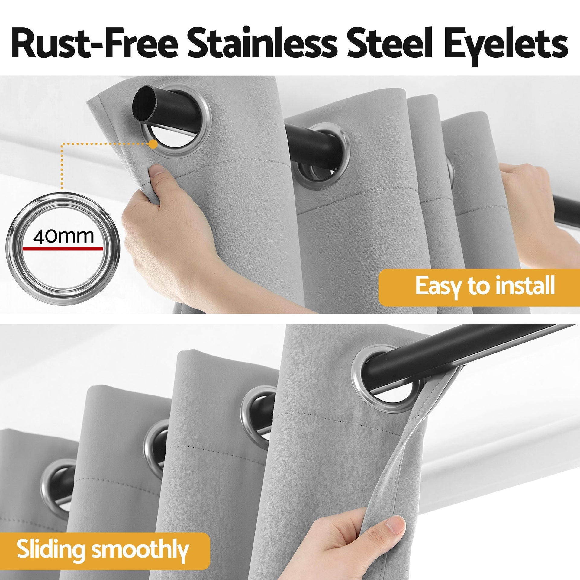 Artiss Blockout Curtains 2X 132x213cm Thermal Insulated Eyelet Drapes Grey Awezingly