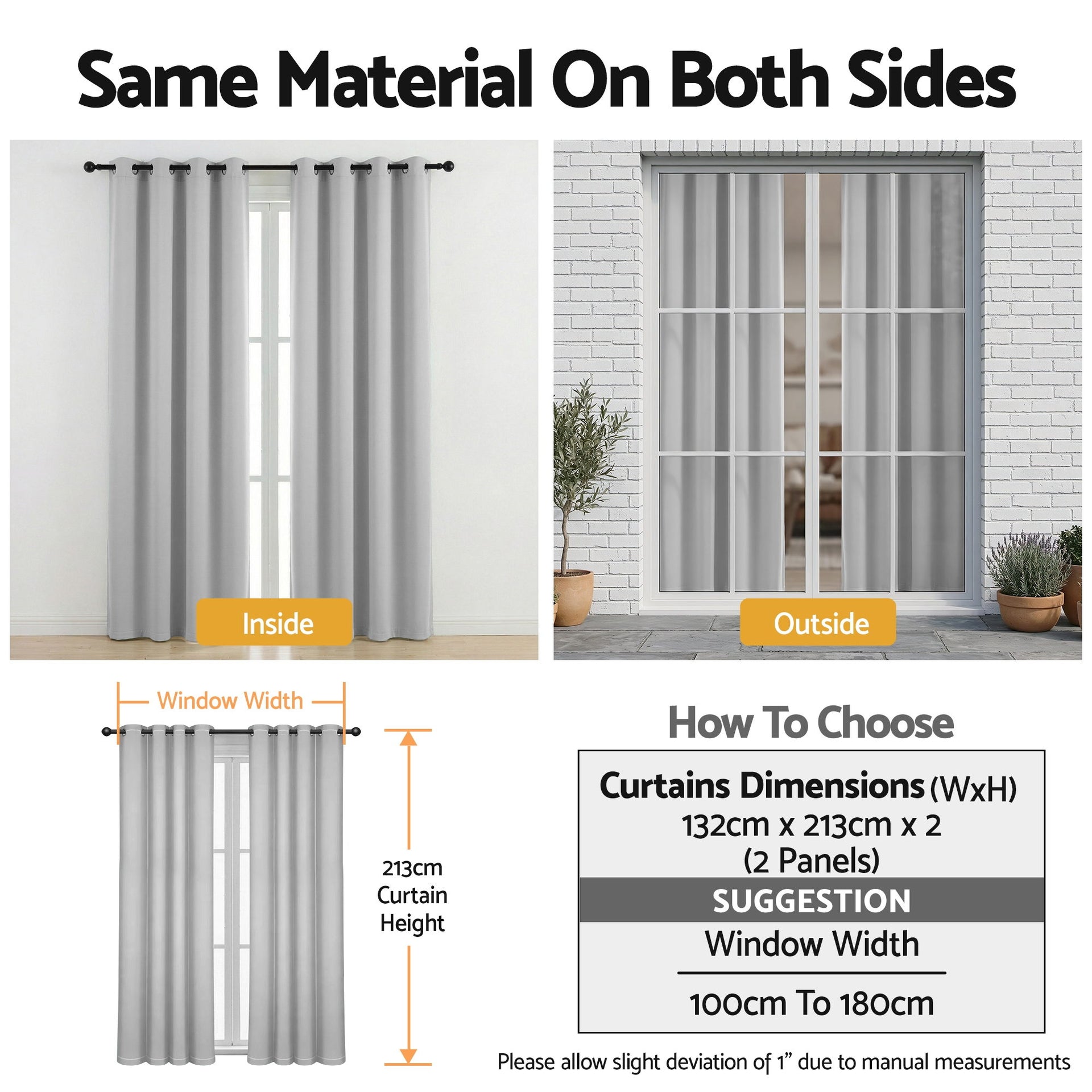 Artiss Blockout Curtains 2X 132x213cm Thermal Insulated Eyelet Drapes Grey Awezingly