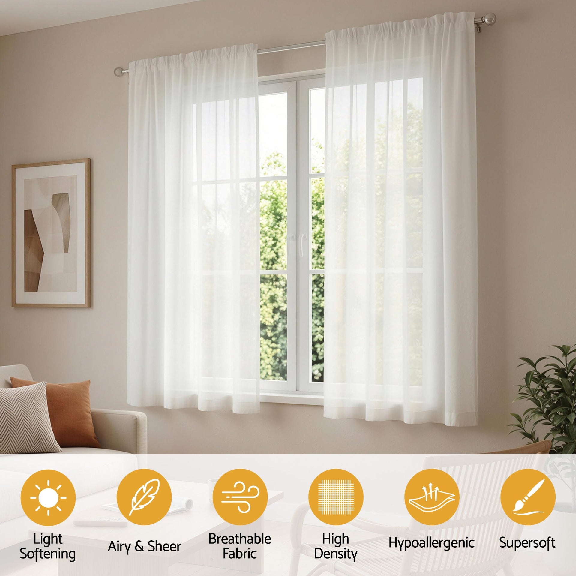 Artiss Blockout Curtains 2X 132x160cm Light Filtering Window Drapes Rod Pocket Awezingly