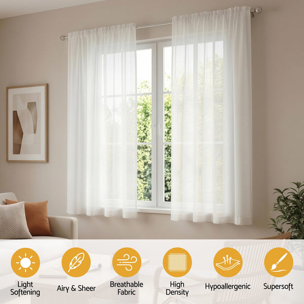 Artiss Blockout Curtains 2X 132x160cm Light Filtering Window Drapes Rod Pocket Awezingly