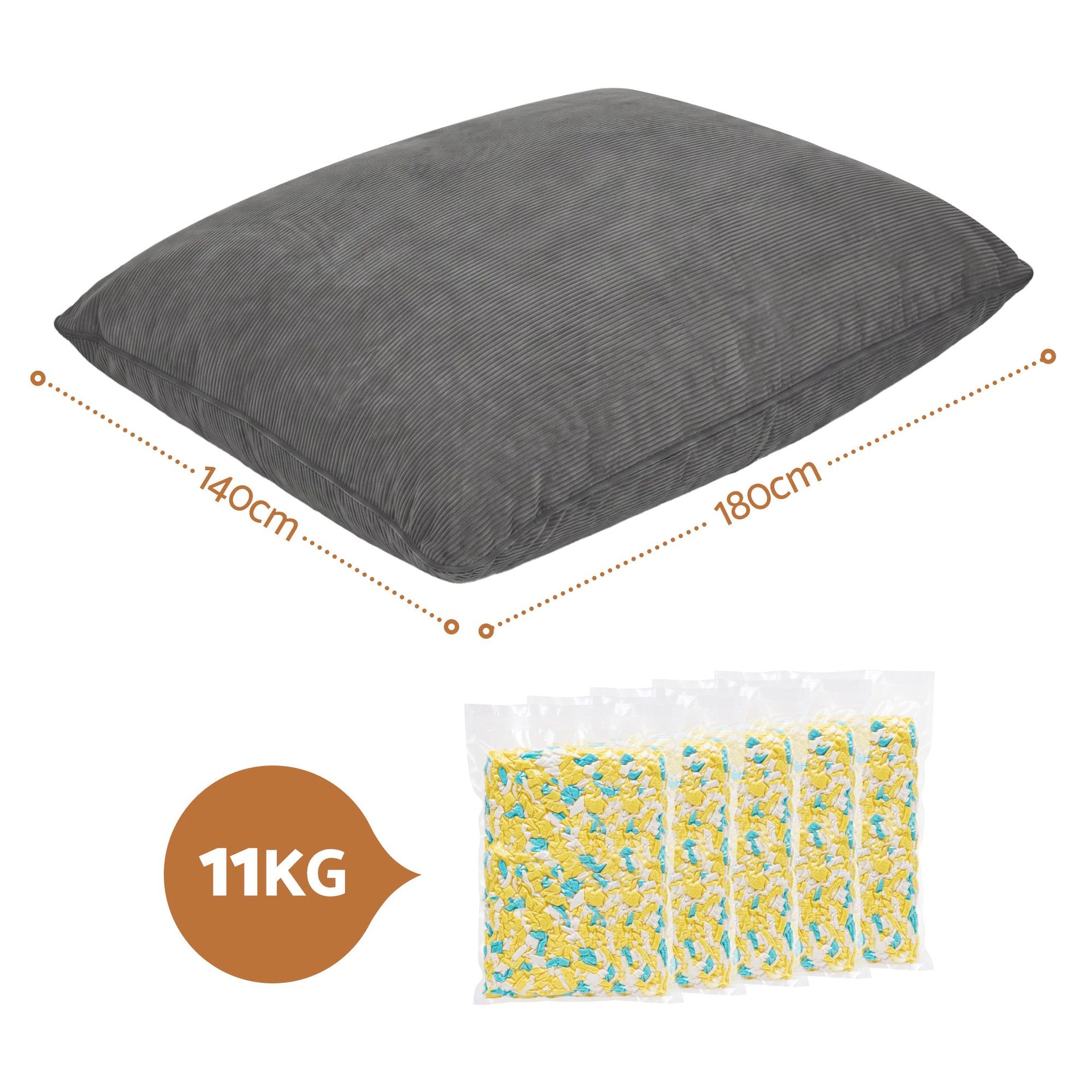 Artiss 3 in 1 Bean Bag Chair with Filler Convertible Bean Bag for Adults, Corduroy DIY Stuffed Bean Bag Sofa Washable for Living Room Bedroom, Grey Awezingly