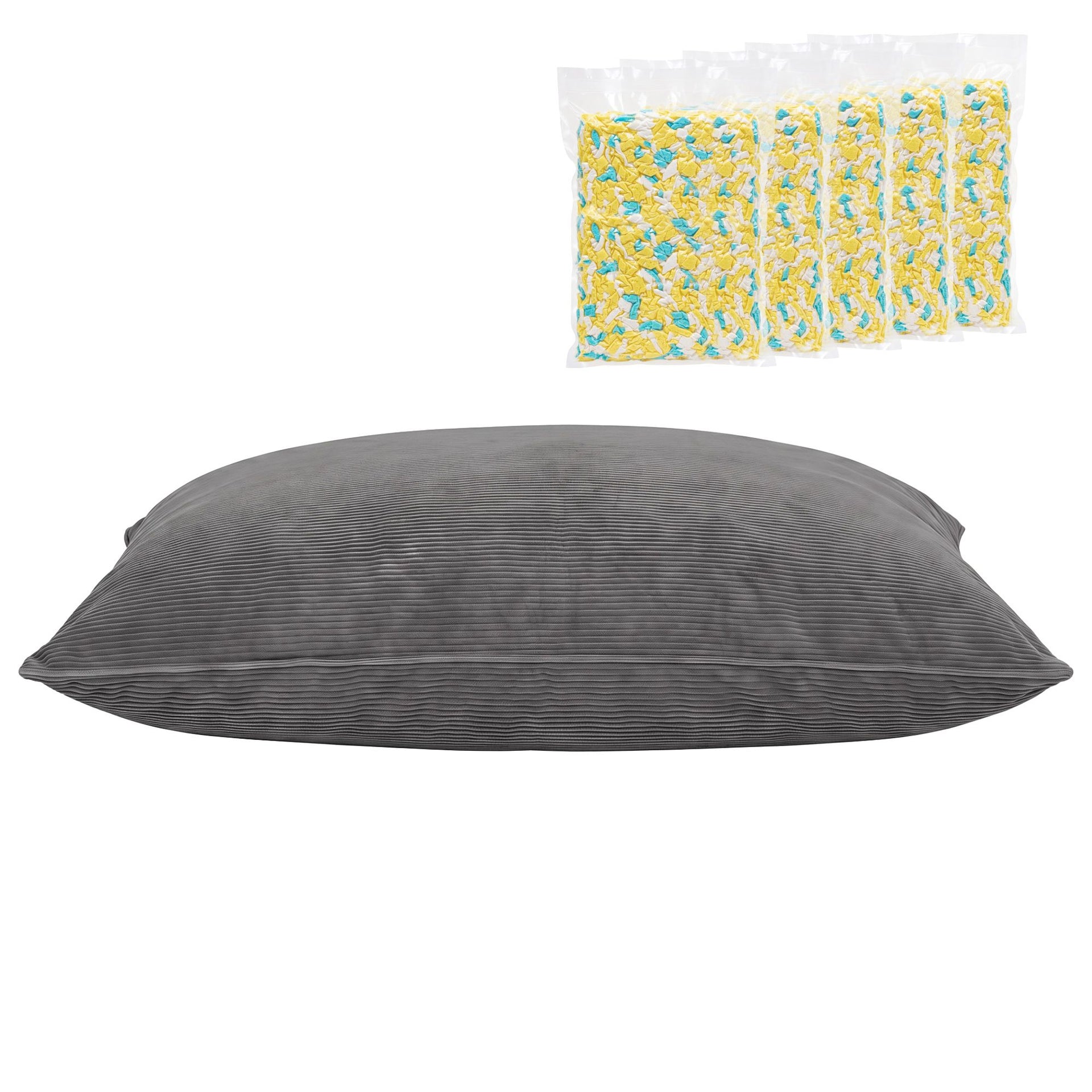 Artiss 3 in 1 Bean Bag Chair with Filler Convertible Bean Bag for Adults, Corduroy DIY Stuffed Bean Bag Sofa Washable for Living Room Bedroom, Grey Awezingly