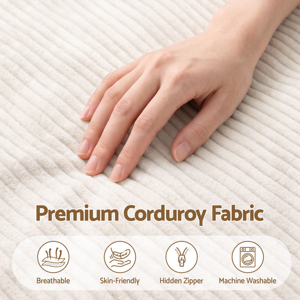 Artiss 3 in 1 Bean Bag Chair Cover (No Filler) Convertible Bean Bag for Adults, Corduroy Stuffed Animal Storage Bean Bag Cover Washable for Living Room Bedroom, Beige Awezingly