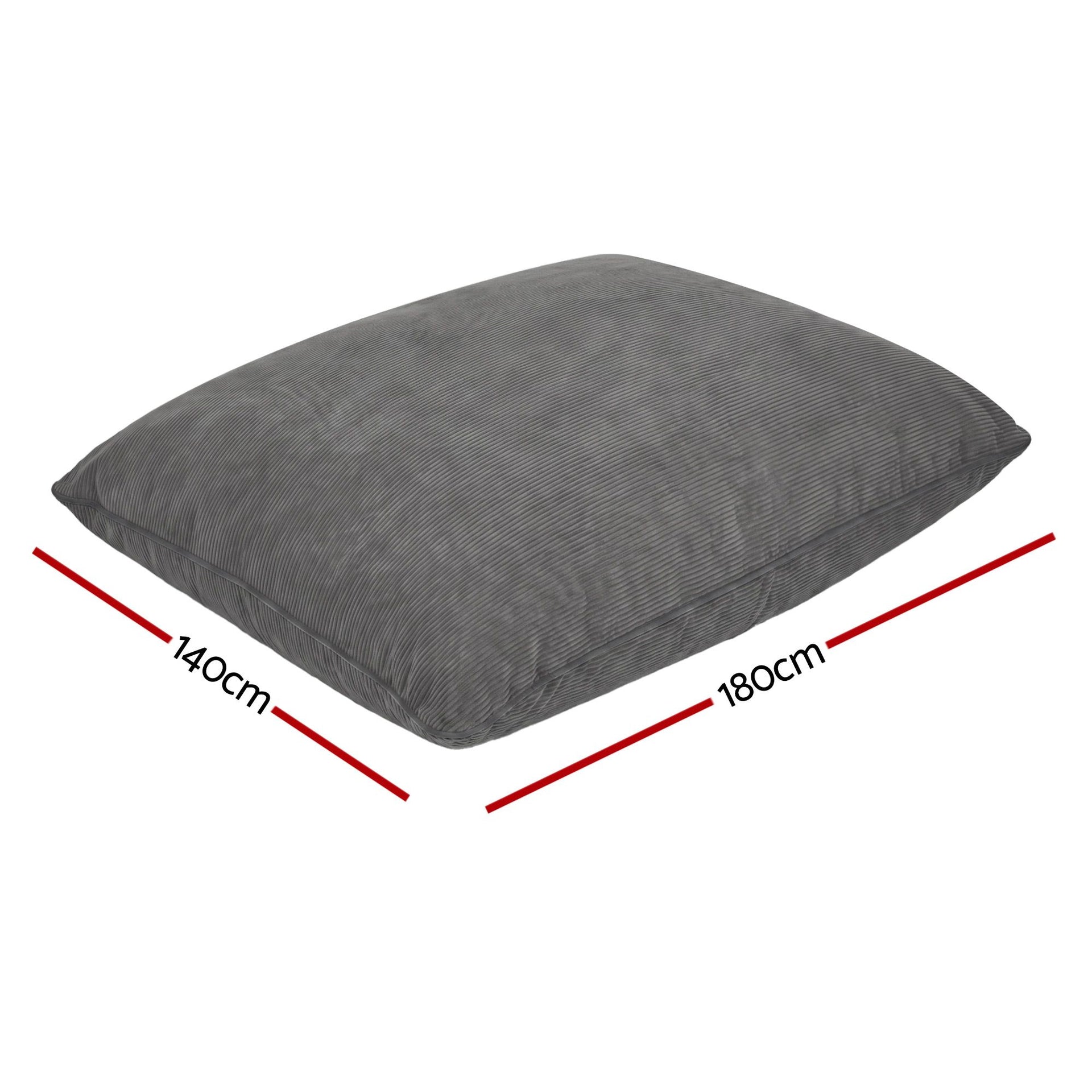 Artiss 3 in 1 Bean Bag Chair Cover (No Filler) Convertible Bean Bag for Adults, Corduroy Stuffed Animal Storage Bean Bag Cover Washable for Living Room Bedroom, Grey Awezingly